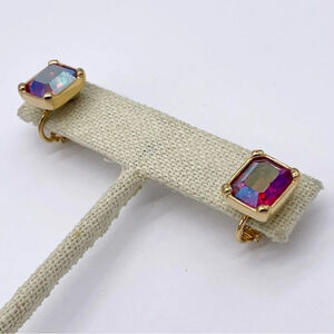 Swarovski Crystal Pink AB Emerald Cut Earrings